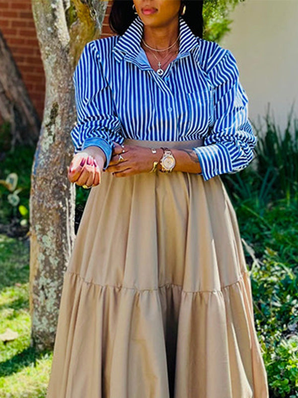 Beautiedoll Stripe Shirt & Ruffle Skirt Set