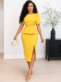Solid Peplum Bodycon Dress
