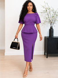 Solid Peplum Bodycon Dress