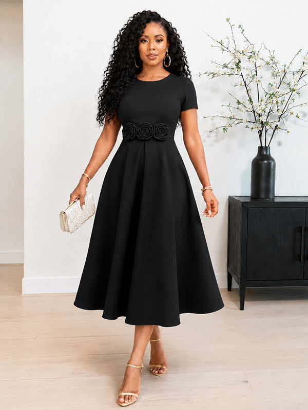 3D Floral Midi Dress