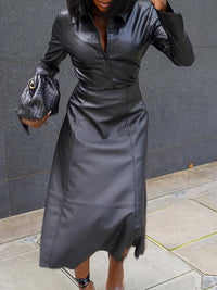 Beautiedoll Faux-Leather Shirt & Skirt Set