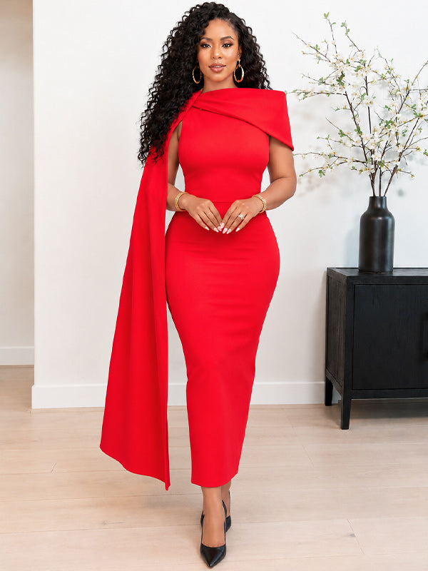 Solid Draped Bodycon Dress