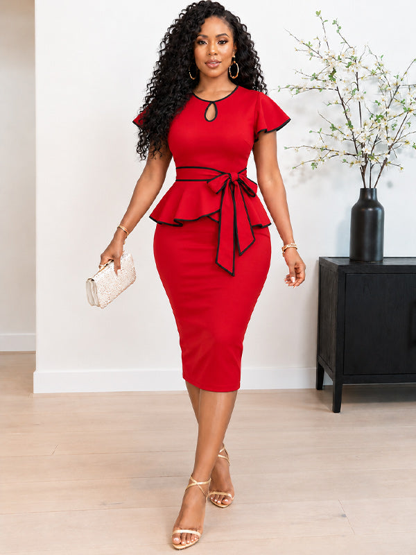 Contrast Tied Bodycon Dress