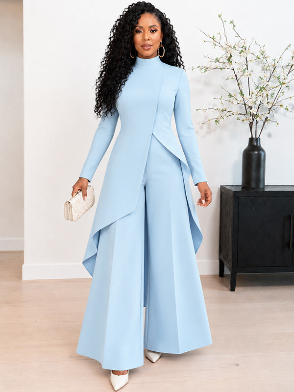 Slit Tunic Top & Wide-Leg Pants Set