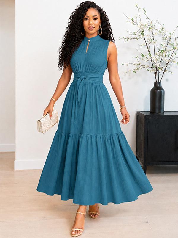 Solid Tied Sleeveless Dress