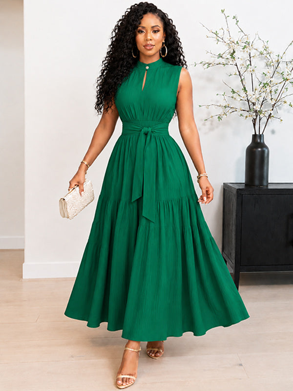 Solid Tied Sleeveless Dress