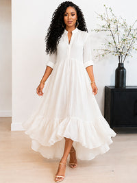 Solid Ruffle Shirt Dress