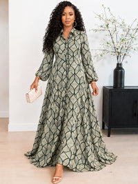 Printed Button-Front Maxi Dress