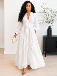 3D Floral V-Neck Maxi Dress