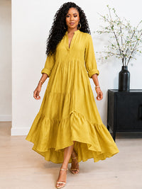 Solid Ruffle Shirt Dress