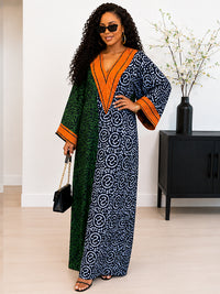 Printed V-Neck Maxi Dress
