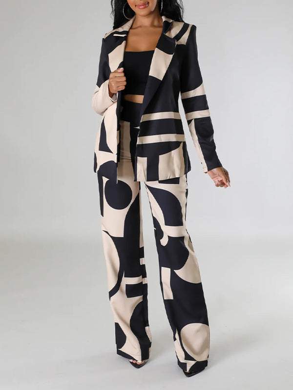 Printed Tied Blazer & Pants Set