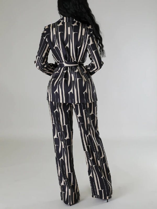 Printed Tied Blazer & Pants Set