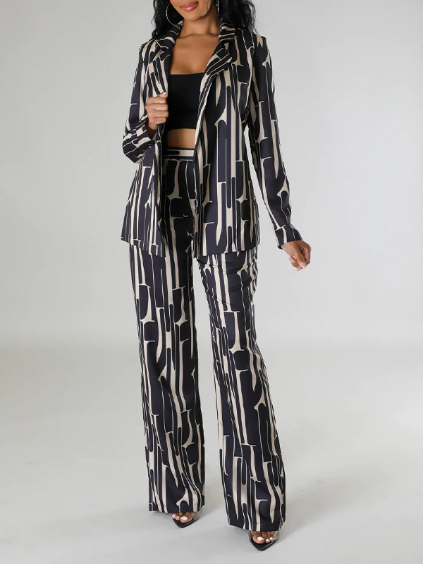 Printed Tied Blazer & Pants Set