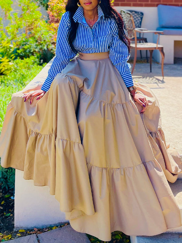 Beautiedoll Stripe Shirt & Ruffle Skirt Set