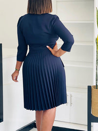 Solid Pleated Blazer Dress