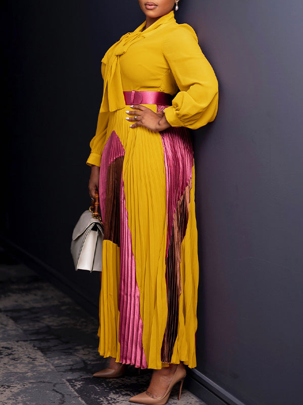 Beautiedoll Colorblock Pleated Dress