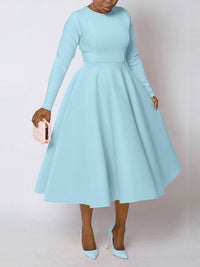 Solid Long Sleeve Midi Dress