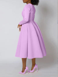 Solid Long Sleeve Midi Dress