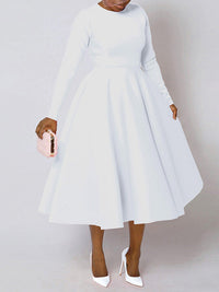 Solid Long Sleeve Midi Dress