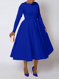 Solid Long Sleeve Midi Dress