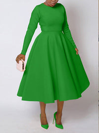 Solid Long Sleeve Midi Dress