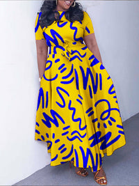 Beautiedoll Printed Tied Maxi Dress