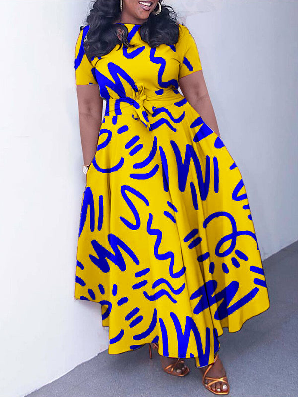 Beautiedoll Printed Tied Maxi Dress