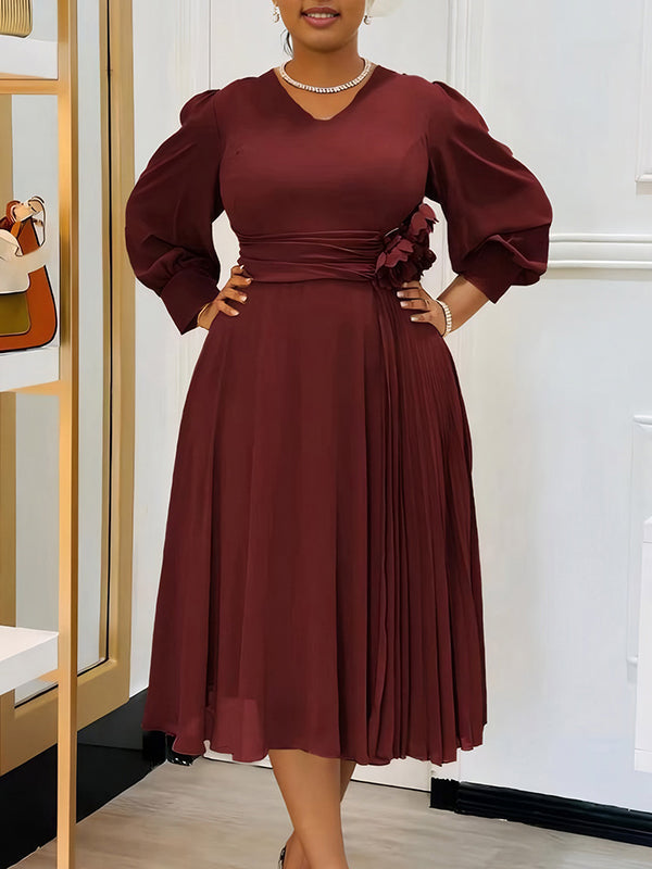 Beautiedoll V-Neck Pleated Dress