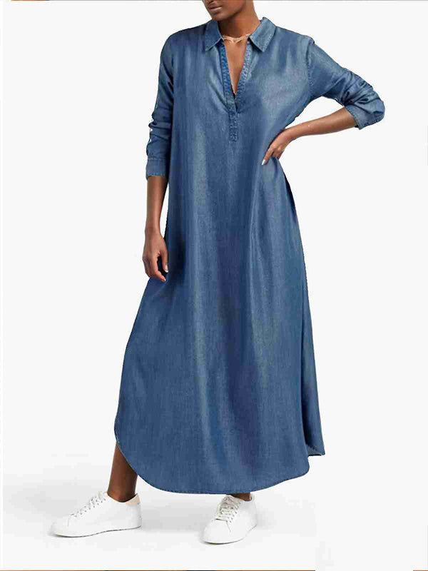 Beautiedoll Denim V-Neck Dress