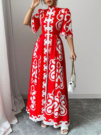 Beautiedoll Printed Slit Maxi Dress