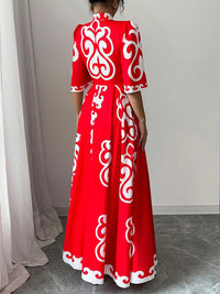 Beautiedoll Printed Slit Maxi Dress