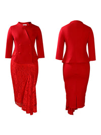 Beautiedoll Solid Button Top & Lace Skirt Set