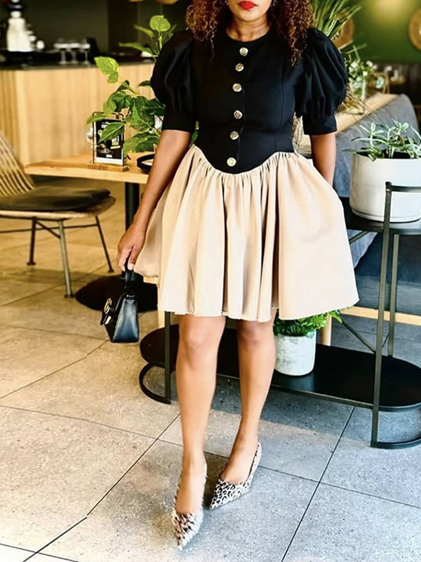 Beautiedoll Two-Tone Button Dress