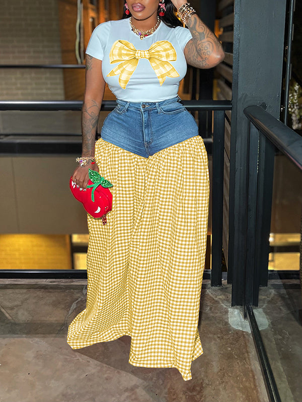 Bowknot Tee & Combo Pants Set