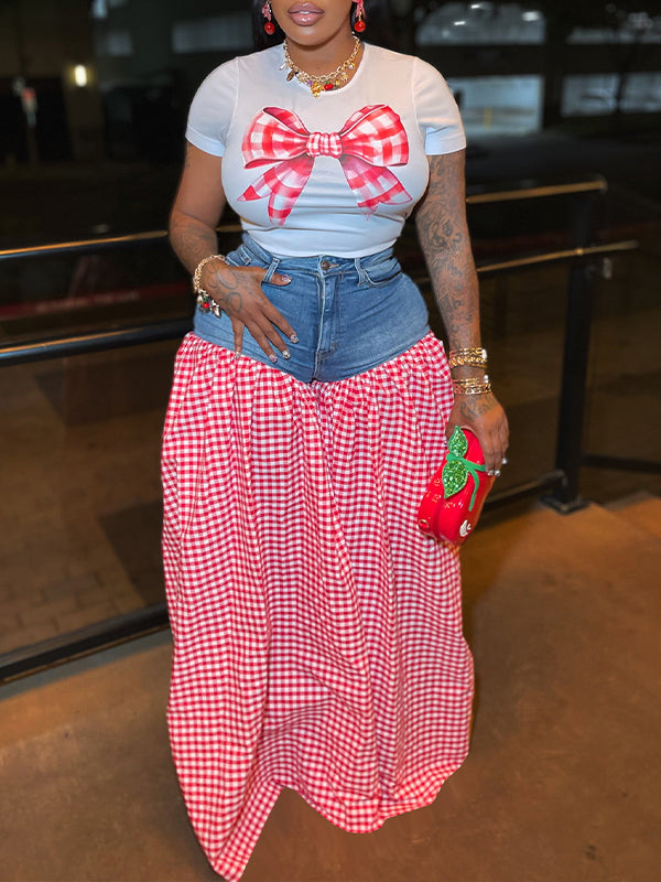 Bowknot Tee & Combo Pants Set