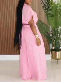 V-Neck Shirt & Wide-Leg Pants Set