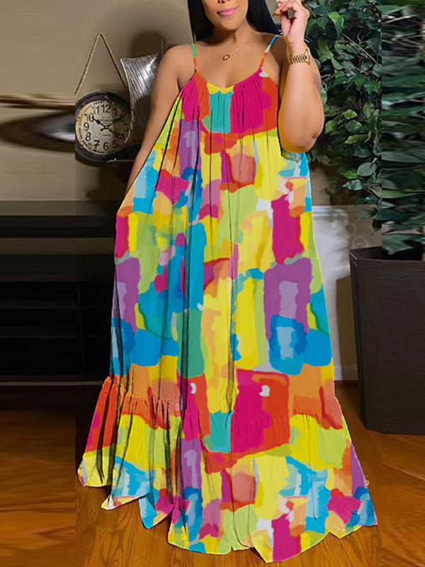 Printed Cami Maxi Dress--Clearance