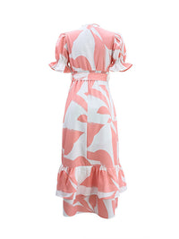 Beautiedoll Printed Tied Ruffle Dress