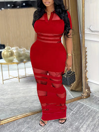 Sheer Combo Polo Dress