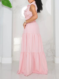 Solid Sleeveless Shirt Dress