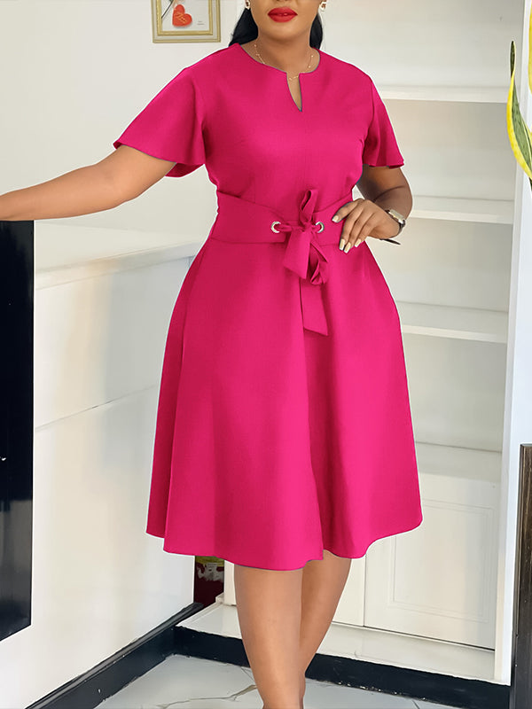 Solid Tied Midi Dress
