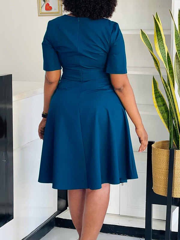 Contrast Button Midi Dress