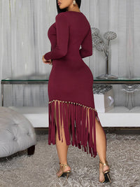 Beautiedoll Fringe Combo Bodycon Dress