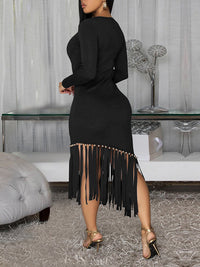 Beautiedoll Fringe Combo Bodycon Dress