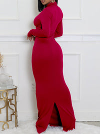 Asymmetric-Neck Maxi Dress