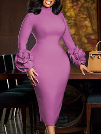 Beautiedoll Floral-Sleeve Bodycon Dress