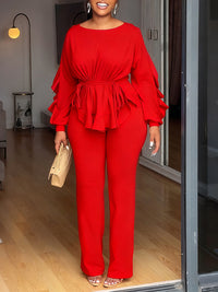 Drawstring Ruffle Top & Pants Set