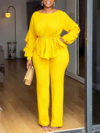 Drawstring Ruffle Top & Pants Set