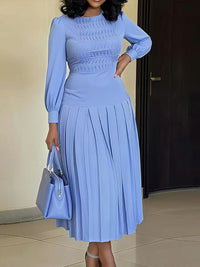Beautiedoll Solid Pleated Midi Dress